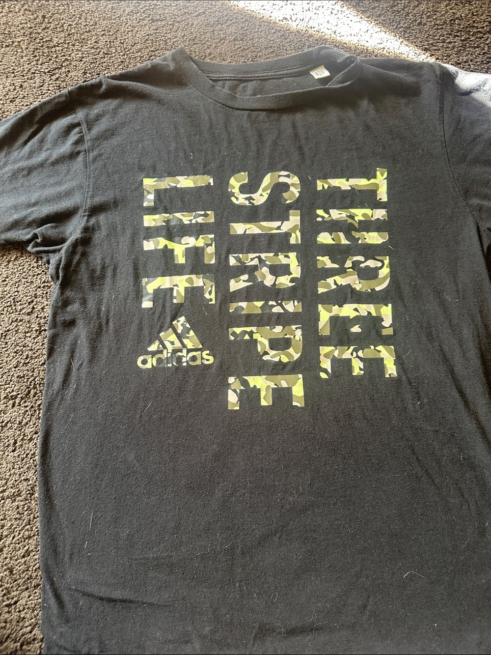 adidas Men’s Black Tee with Green Camo Graphic